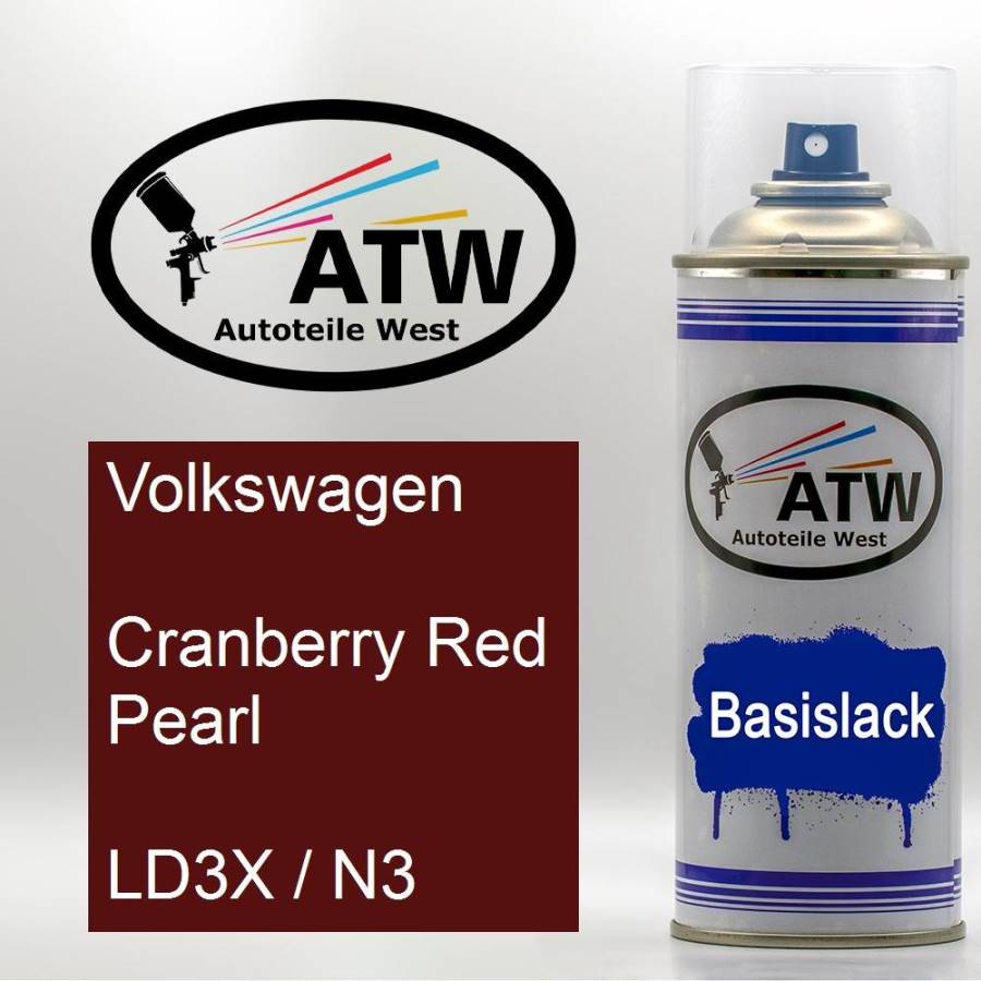 Volkswagen, Cranberry Red Pearl, LD3X / N3: 400ml Sprühdose, von ATW Autoteile West.